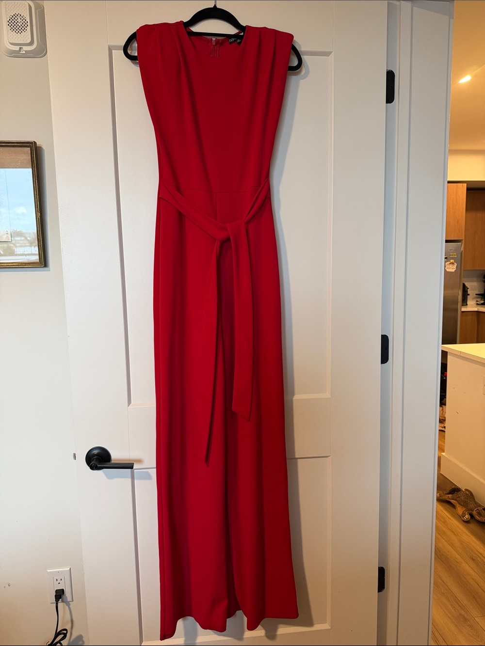 Fashion Nova Bright Red Sleeveless Belted Jumpsuit